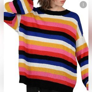 Molly Bracken Multi  Colour Stripe Oversized Sweater S M